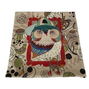 Ashley Percival Owl Pillow Case 16.5 X 16.5 Square Colorful Art Quirky